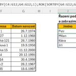 Excel - funkce SORTBY