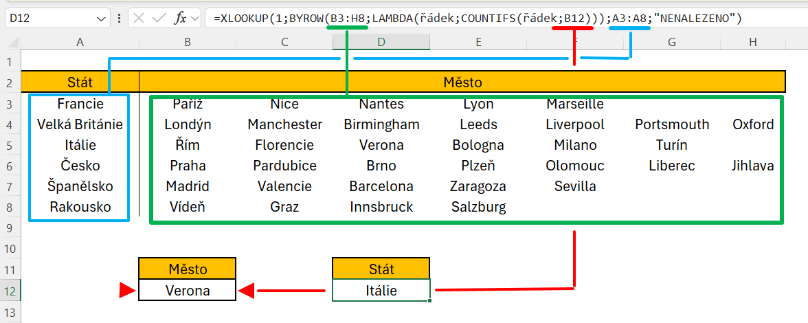 XLOOKUP - prohledání vícesloupcové oblasti